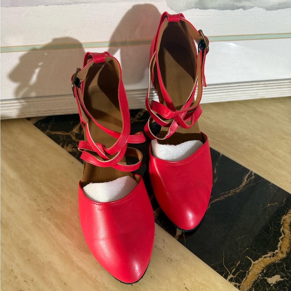 Elegant Red Strappy Women's Shoes